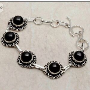 New black onyx sterling silver bracelet